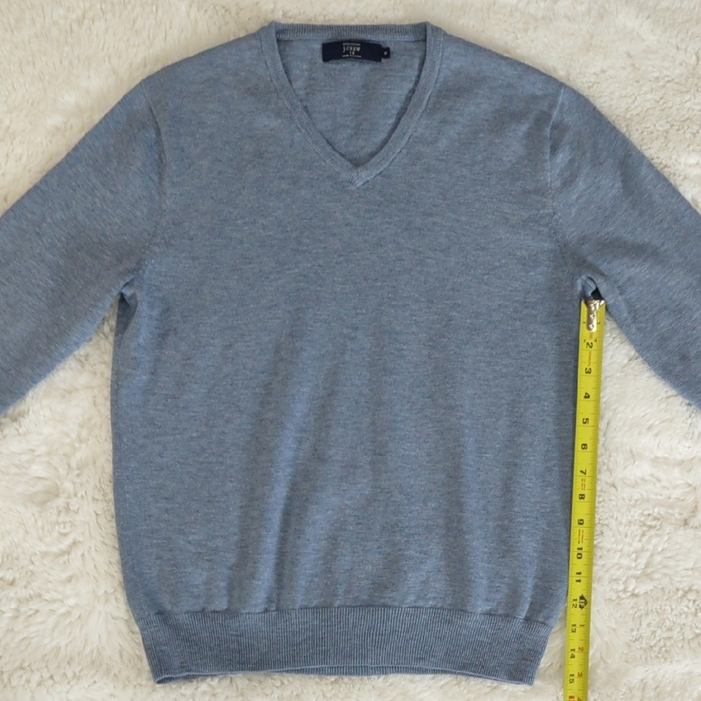 J.CREW 100%Cotton Men's Blue V-Neck Sweater - Picture 12 of 15